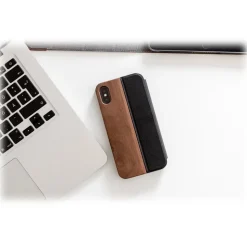 Woodcessories - Eco Wallet Flip Cover - Real Wood and Leather - Walnut - iPhone 8 / 7 - Eco Case - Flip Collection - Avvenice