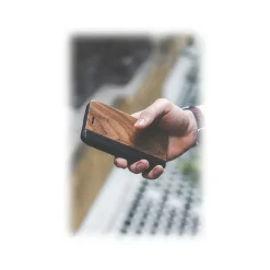 Woodcessories - Eco Wallet Flip Cover - Real Wood and Leather - Walnut - iPhone X / XS - Eco Case - Flip Collection - Avvenice