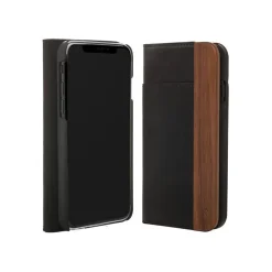 Woodcessories - Eco Wallet Flip Cover - Real Wood and Leather - Rich Walnut - iPhone XR - Eco Case - Flip Collection - Avvenice