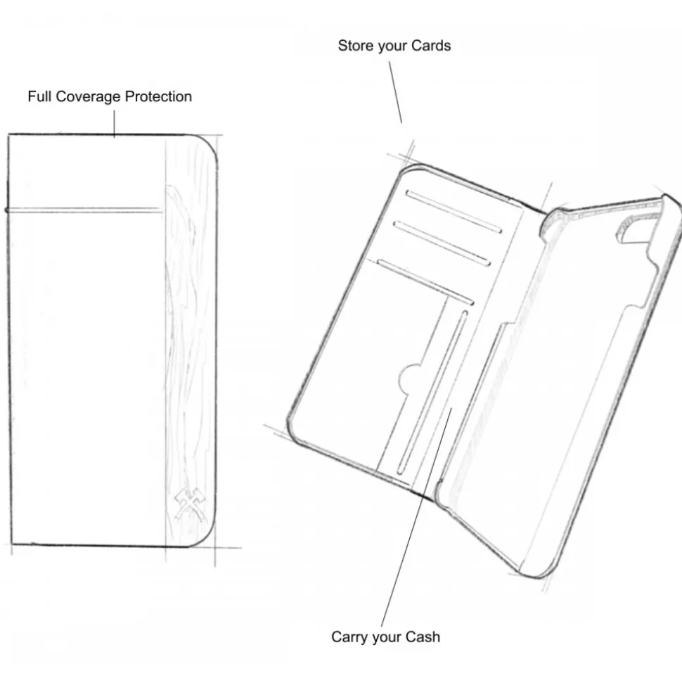 Woodcessories - Eco Wallet Flip Cover - Real Wood and Leather - Rich Walnut - iPhone XS Max - Eco Case - Flip Collection - Avvenice