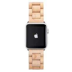 Woodcessories - Maple / Silver - Wooden Apple Watch Band 42 mm - Eco Strap - Stainless Steel - Wooden Apple Watch Strap - Avvenice