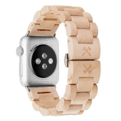 Woodcessories - Maple / Silver - Wooden Apple Watch Band 38 mm - Eco Strap - Stainless Steel - Wooden Apple Watch Strap - Avvenice