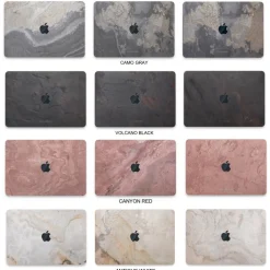 Woodcessories - Real Stone MacBook Cover - Camo Gray - MacBook 15 Pro Touchbar - Eco Skin Stone - Apple Logo - Avvenice