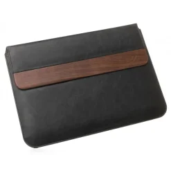 Woodcessories - Walnut / Black Leather / MacBook Bag - MacBook 15 Pro Ret Touchbar - Eco Pouch Case - Wooden MacBook Bag - Avvenice