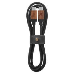 Woodcessories - Walnut / Black - Wooden USB C Cable 1.2 m - Eco Cable - Wooden Apple USB Lighting Cable - Avvenice