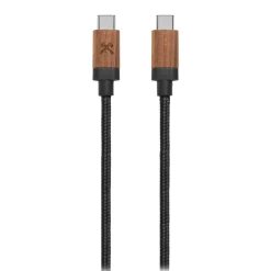 Woodcessories - Walnut / Black - Wooden USB C Cable 1.2 m - Eco Cable - Wooden Apple USB Lighting Cable - Avvenice