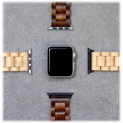 Woodcessories - Walnut / Black - Wooden Apple Watch Band 42 mm - Eco Strap - Stainless Steel - Wooden Apple Watch Strap - Avvenice