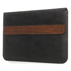 Woodcessories - Walnut / Black Leather / MacBook Bag - MacBook 13 Air - Eco Pouch Case - Wooden MacBook Bag - Avvenice