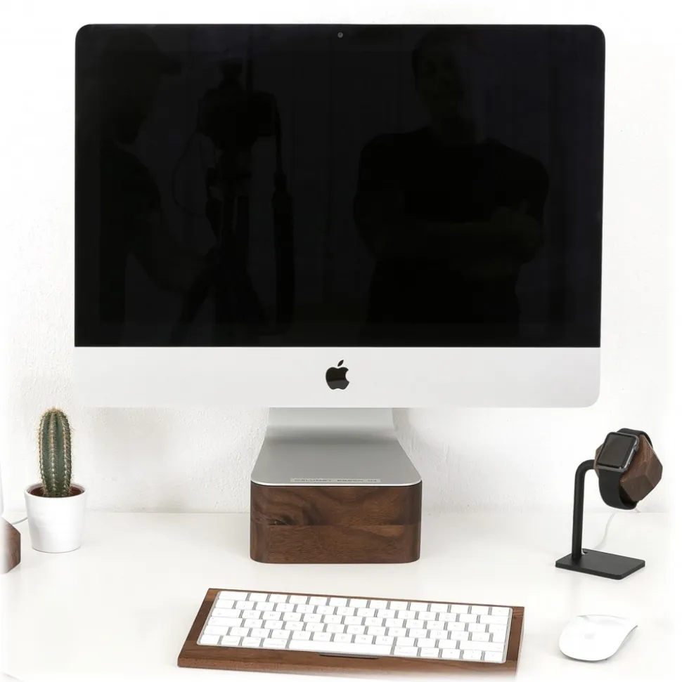 Woodcessories - Walnut / Premium Wooden iMac Stand - MacBook 21,5 - Eco Foot - Wooden MacBook Support - Avvenice