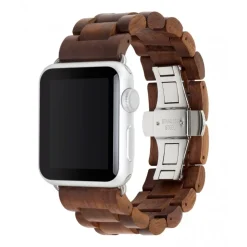 Woodcessories - Walnut / Silver - Wooden Apple Watch Band 42 mm - Eco Strap - Stainless Steel - Wooden Apple Watch Strap - Avvenice