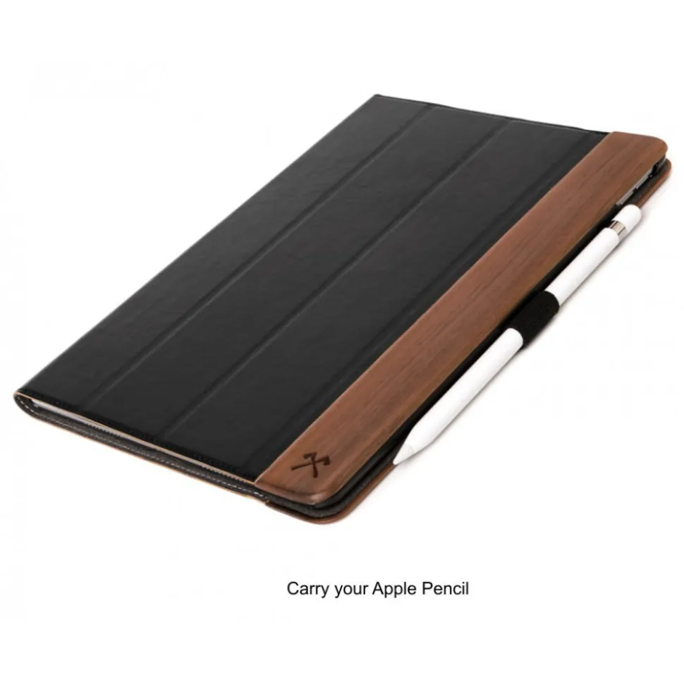 Woodcessories - Walnut and Leather Hard Cover - iPad Pro 12.9 - Flip Case - Eco Flip Leather and Wood - Avvenice