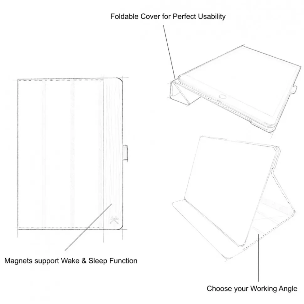 Woodcessories - Walnut and Leather Hard Cover - iPad Pro 12.9 - Flip Case - Eco Flip Leather and Wood - Avvenice