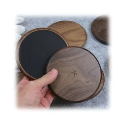 Woodcessories - Wireless Charging Station Dock Qi (10W) - Walnut - Real Wood Premium Eco Pad - iPhone - Apple - Samsung - Avvenice