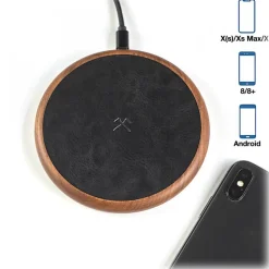 Woodcessories - Wireless Charging Station Dock Qi (10W) - Walnut - Real Wood Premium Eco Pad - iPhone - Apple - Samsung - Avvenice