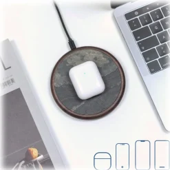 Woodcessories - Wireless Charging Station Dock Qi (10W) - Ecopad Stone - Real Stone Premium Eco Pad - iPhone - Samsung - Avvenice
