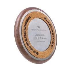 Woodcessories - Wireless Charging Station Dock Qi (10W) - Walnut & Leather - Real Wood Premium Eco Pad - iPhone - Samsung - Avvenice