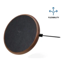 Woodcessories - Wireless Charging Station Dock Qi (10W) - Walnut & Leather - Real Wood Premium Eco Pad - iPhone - Samsung - Avvenice