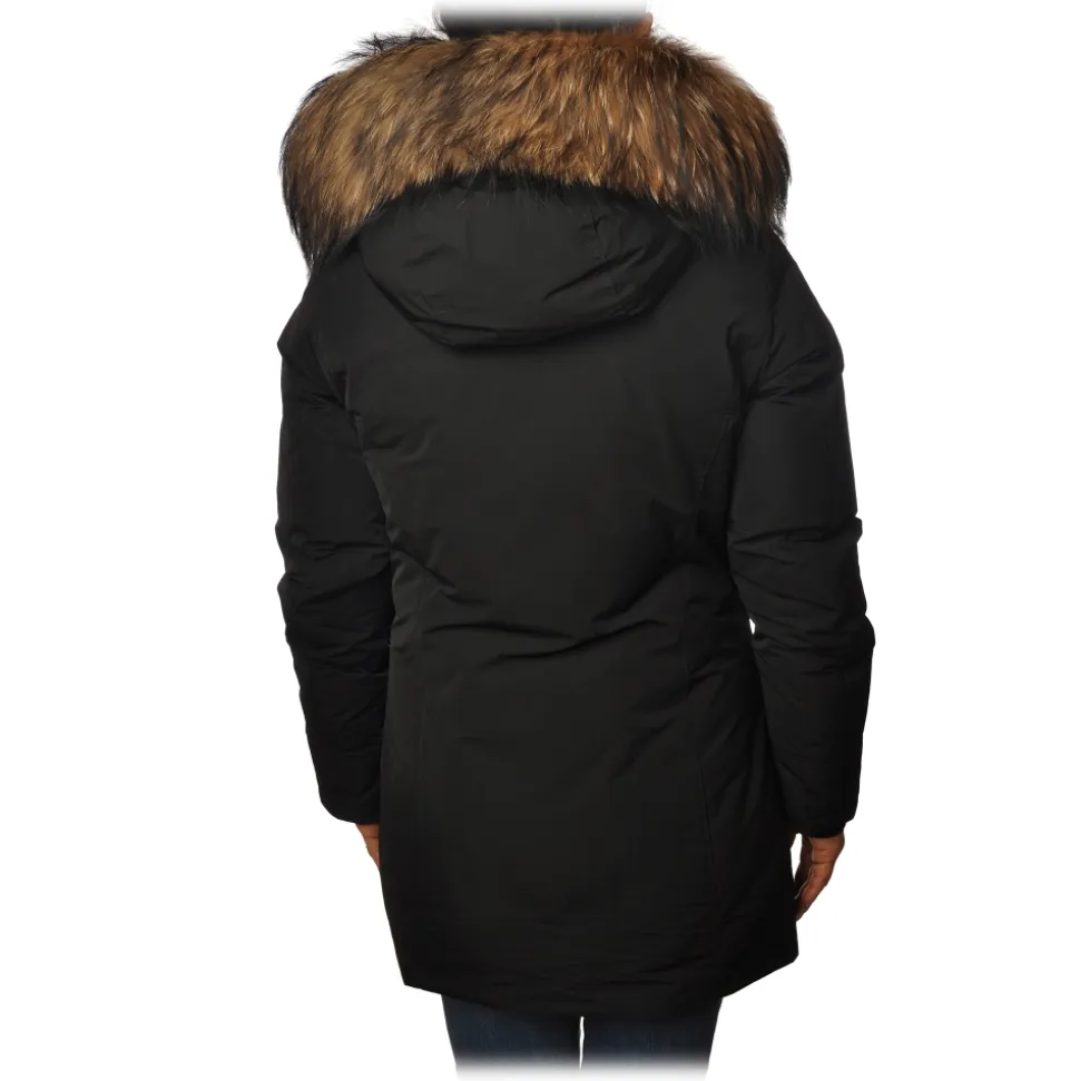 Woolrich - Arctic Parka with Hood and Contrasting Color Fur - Black - Jacket - Luxury Exclusive Collection - Avvenice