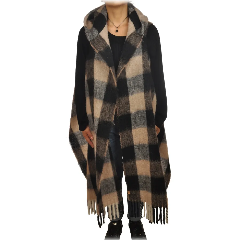 Woolrich - Check Patterned Mantle - Black/Beige - Jacket - Luxury Exclusive Collection - Avvenice