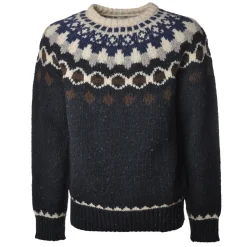 Woolrich - Crewneck Nap Wool Jacquard Sweater - Blue - Pullover - Luxury Exclusive Collection - Avvenice