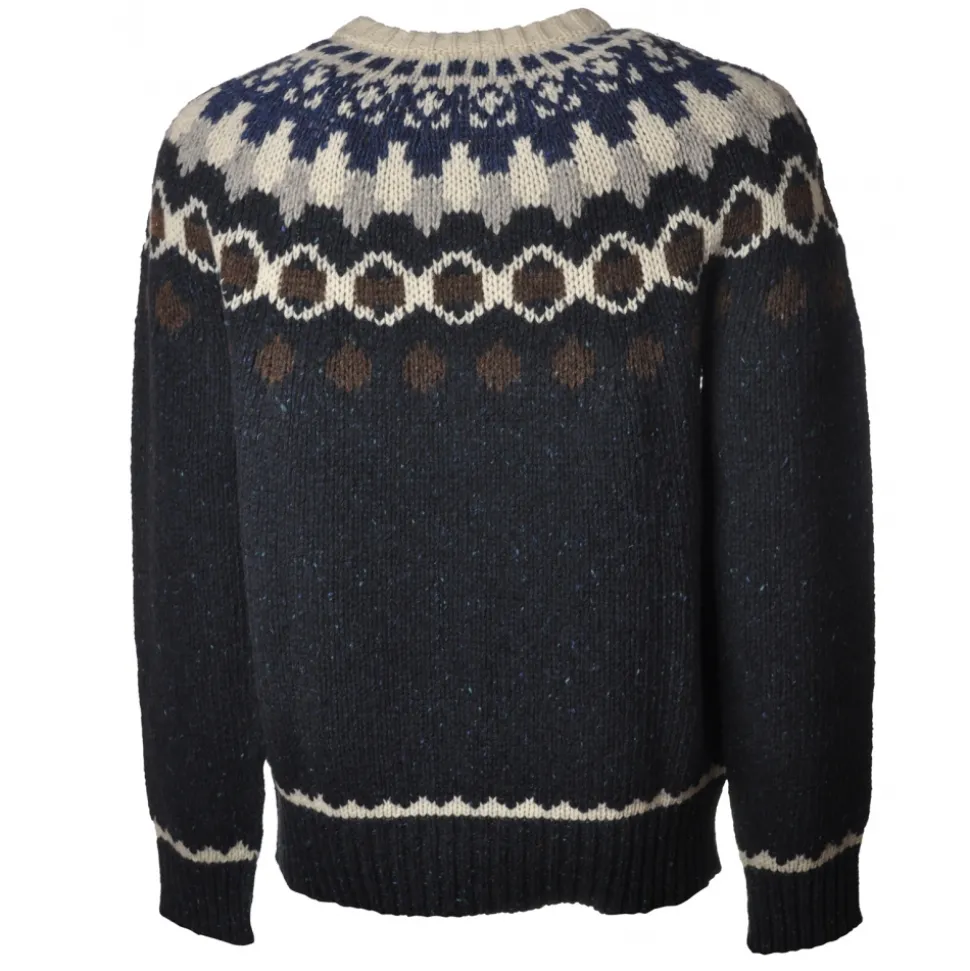 Woolrich - Crewneck Nap Wool Jacquard Sweater - Blue - Pullover - Luxury Exclusive Collection - Avvenice