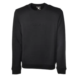 Woolrich - Crewneck Sweatshirt with Logo - Blue - Luxury Exclusive Collection - Avvenice