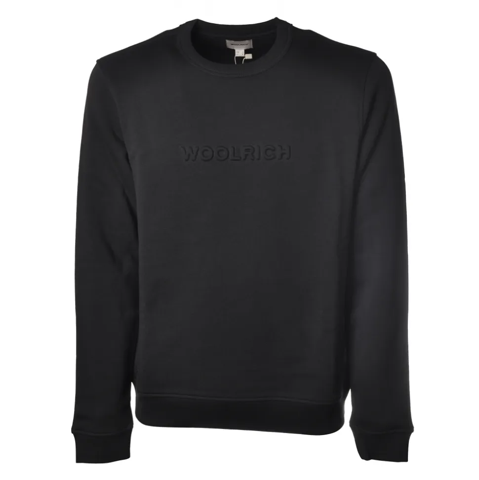 Woolrich - Crewneck Sweatshirt with Logo - Blue - Luxury Exclusive Collection - Avvenice