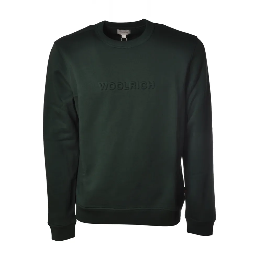 Woolrich - Crewneck Sweatshirt with Logo - Green - Luxury Exclusive Collection - Avvenice