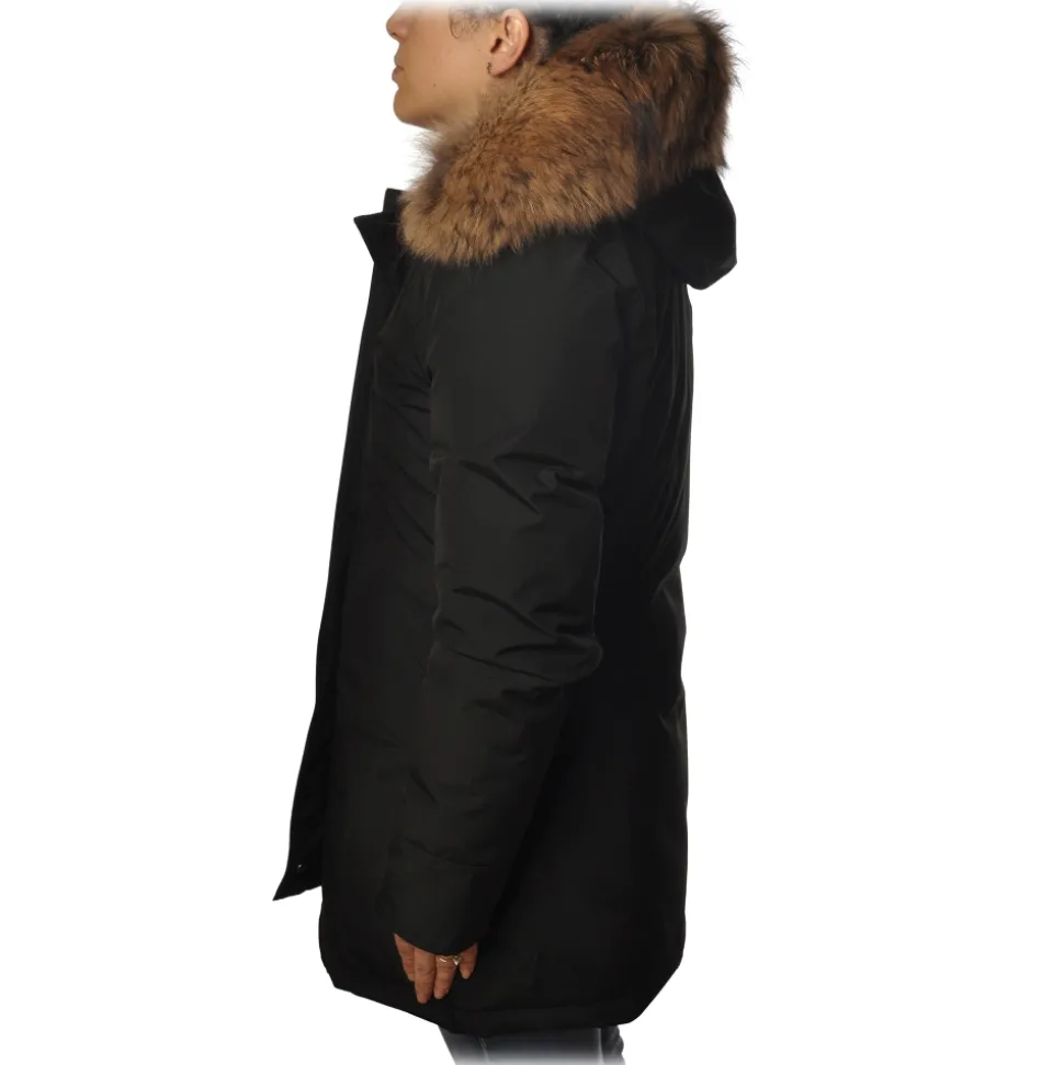 Woolrich - Down Jacket with Fur-Trimmed Hood - Black - Jacket - Luxury Exclusive Collection - Avvenice