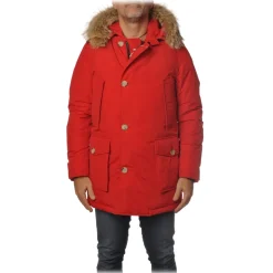 Woolrich - Down Jacket with Fur-Trimmed Hood - Red - Jacket - Luxury Exclusive Collection - Avvenice