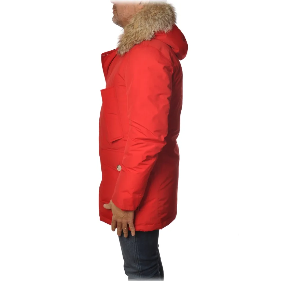 Woolrich - Down Jacket with Fur-Trimmed Hood - Red - Jacket - Luxury Exclusive Collection - Avvenice