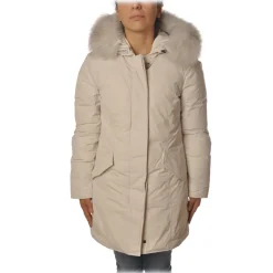 Woolrich - Fitted Down Jacket with Fox Fur Trimmed Hood - White - Jacket - Luxury Exclusive Collection - Avvenice