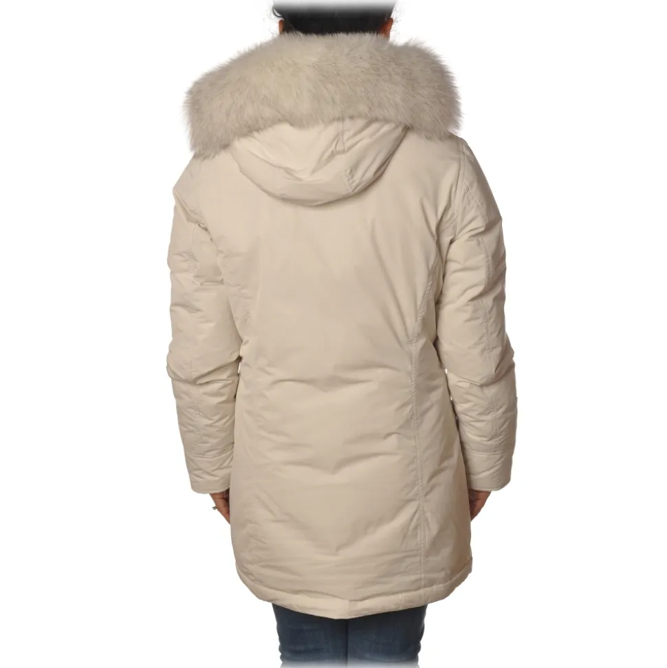 Woolrich - Fitted Down Jacket with Fox Fur Trimmed Hood - White - Jacket - Luxury Exclusive Collection - Avvenice