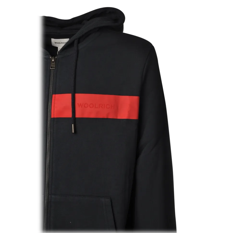 Woolrich - Hooded Sweatshirt with Zip - Blue - Luxury Exclusive Collection - Avvenice
