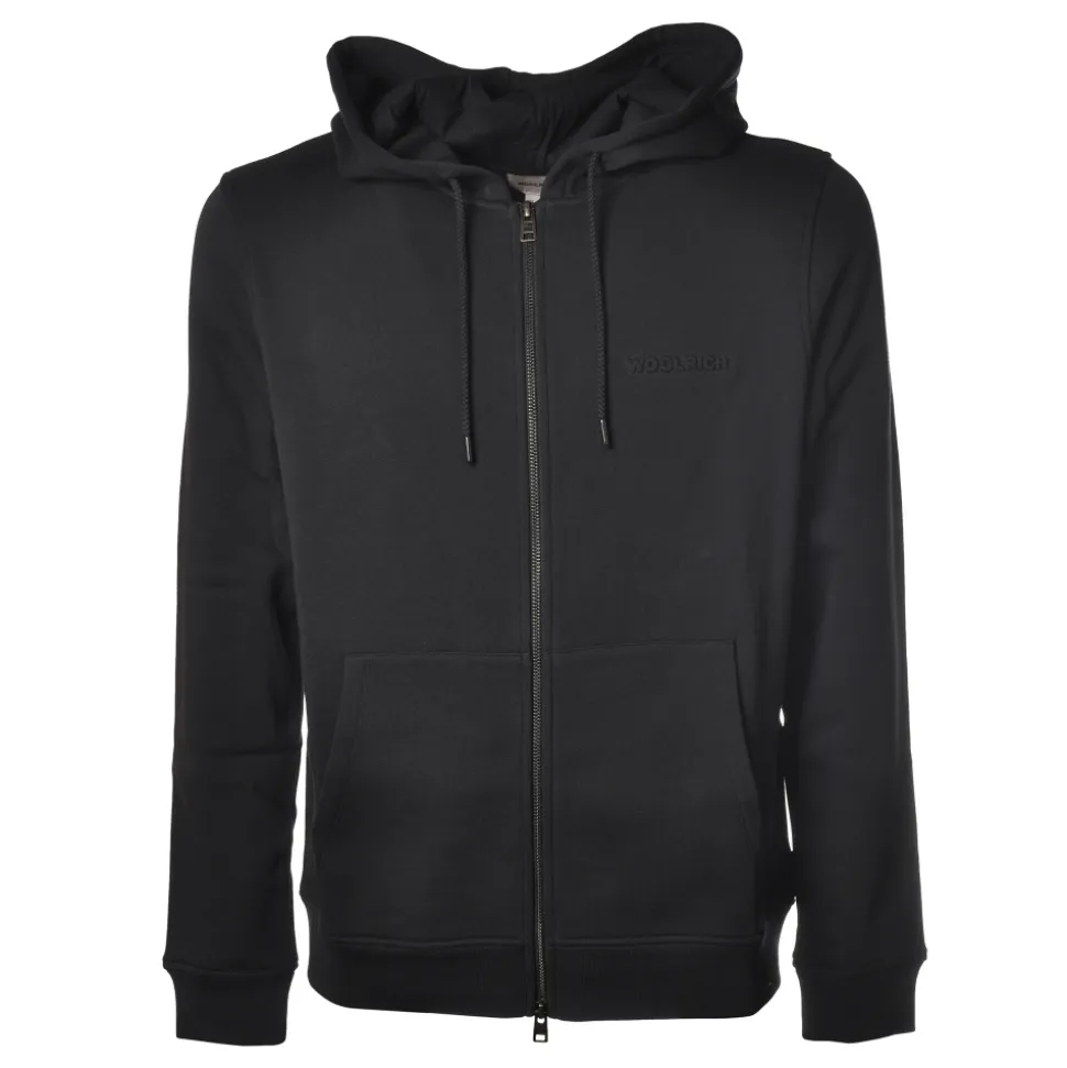 Woolrich - Hooded Sweatshirt with Embossed Writing - Blue - Luxury Exclusive Collection - Avvenice