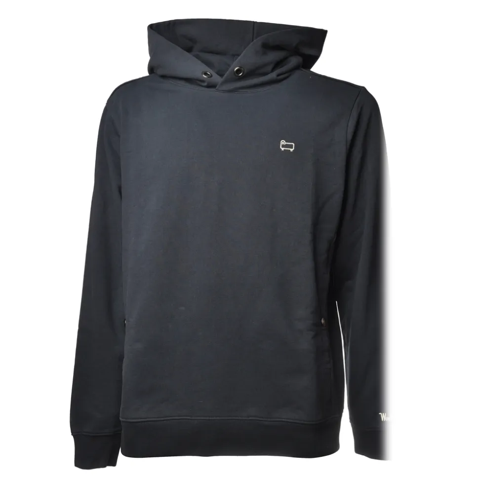 Woolrich - Hooded Sweatshirt with Logo - Blue - Luxury Exclusive Collection - Avvenice