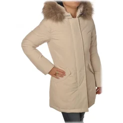 Woolrich - Hooded Waisted Down Jacket - Cream - Jacket - Luxury Exclusive Collection - Avvenice