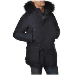 Woolrich - Parka Jacket with Hood and Fox Fur - Blue - Jacket - Luxury Exclusive Collection - Avvenice