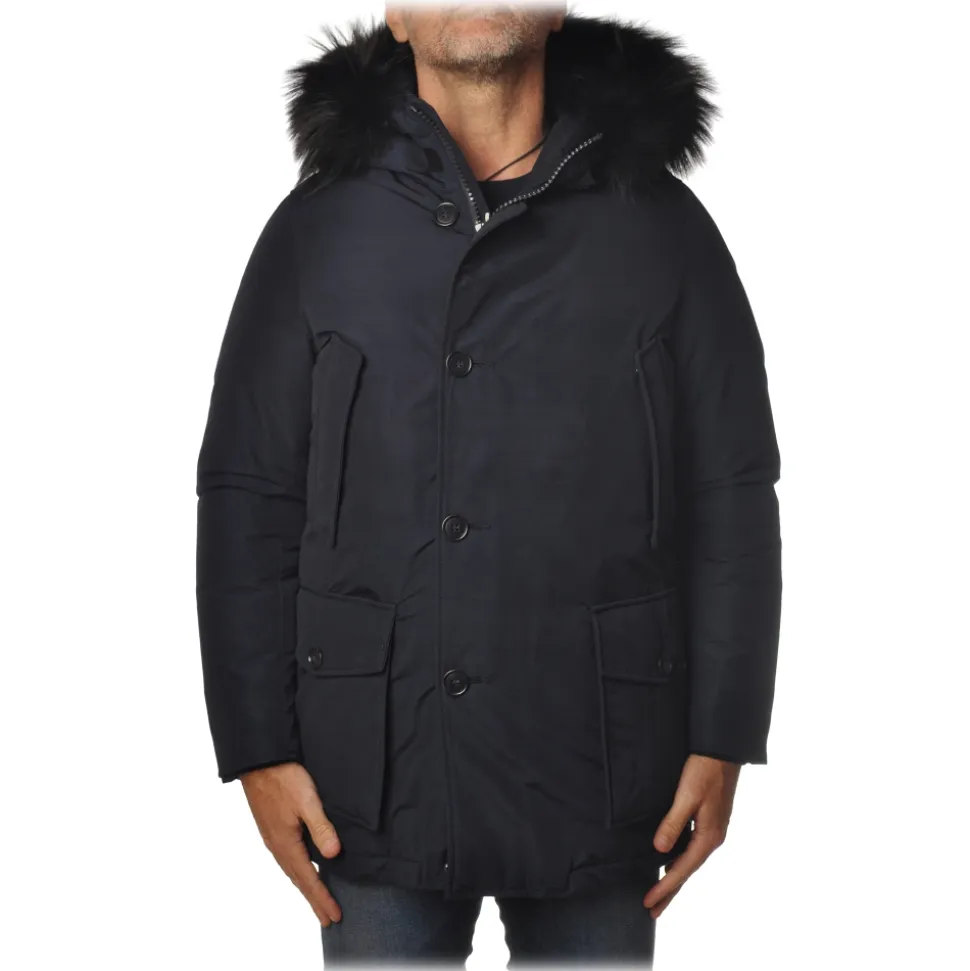 Woolrich - Parka Jacket with Hood and Fox Fur - Blue - Jacket - Luxury Exclusive Collection - Avvenice