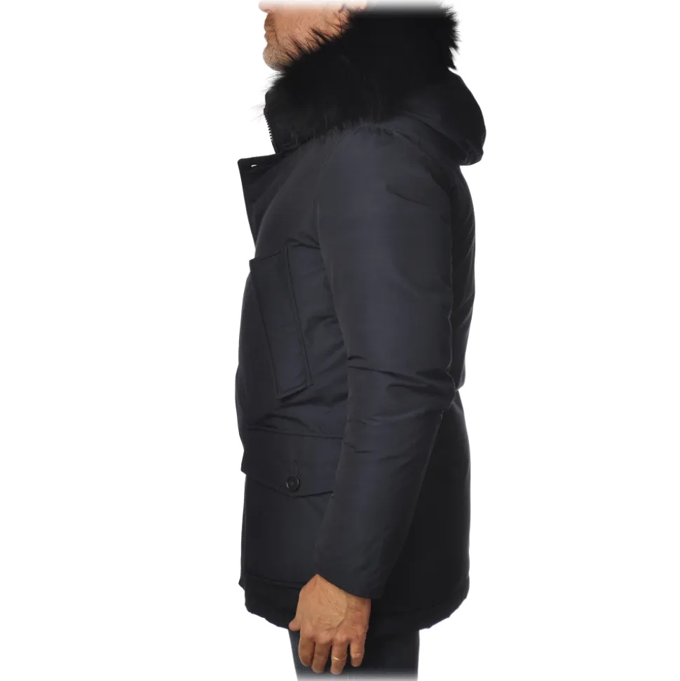 Woolrich - Parka Jacket with Hood and Fox Fur - Blue - Jacket - Luxury Exclusive Collection - Avvenice