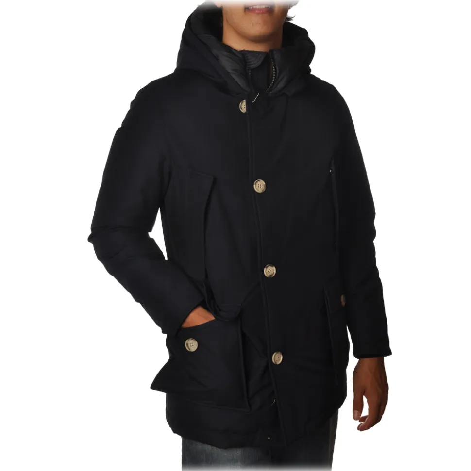 Woolrich - Parka with Hood and Technical Fabric - Blue - Jacket - Luxury Exclusive Collection - Avvenice
