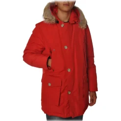 Woolrich - Parka with Hood and Contrast Buttons - Red - Jacket - Luxury Exclusive Collection - Avvenice