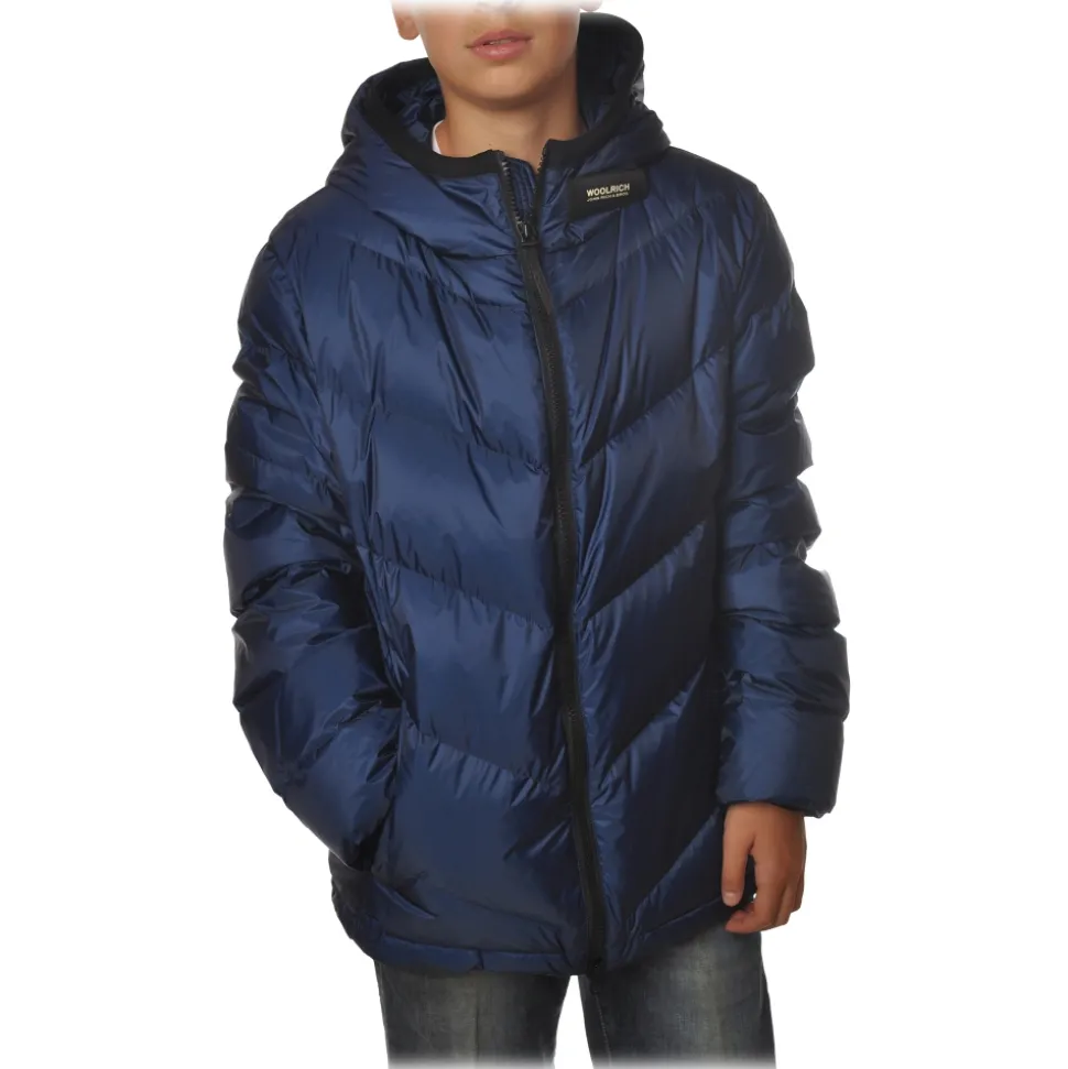 Woolrich - Short Down Jacket in Quilted Effect - Blue - Jacket - Luxury Exclusive Collection - Avvenice