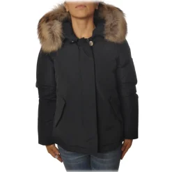 Woolrich - Short Jacket with Fur-Trimmed Hood - Blue - Jacket - Luxury Exclusive Collection - Avvenice