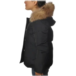 Woolrich - Short Jacket with Fur-Trimmed Hood - Blue - Jacket - Luxury Exclusive Collection - Avvenice