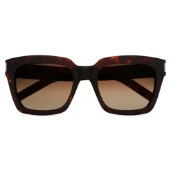 Yves Saint Laurent - Bold SL1 Sunglasses with Square Thick Brown Frames and Nylon Gradient Lenses- Saint Laurent Eyewear - Avvenice