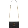 Yves Saint Laurent - Cassandre Envelope Chain Wallet in Grain De Poudre Leather - Black - Saint Laurent Exclusive Collection - Avvenice