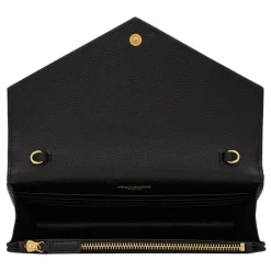 Yves Saint Laurent - Cassandre Envelope Chain Wallet in Grain De Poudre Leather - Black - Saint Laurent Exclusive Collection - Avvenice