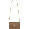 Yves Saint Laurent - Cassandre Envelope Chain Wallet in Grain De Poudre Leather - Taupe - Exclusive Collection - Avvenice