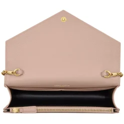 Yves Saint Laurent - Cassandre Envelope Chain Wallet in Grain De Poudre Leather - Pale Pink - Exclusive Collection - Avvenice